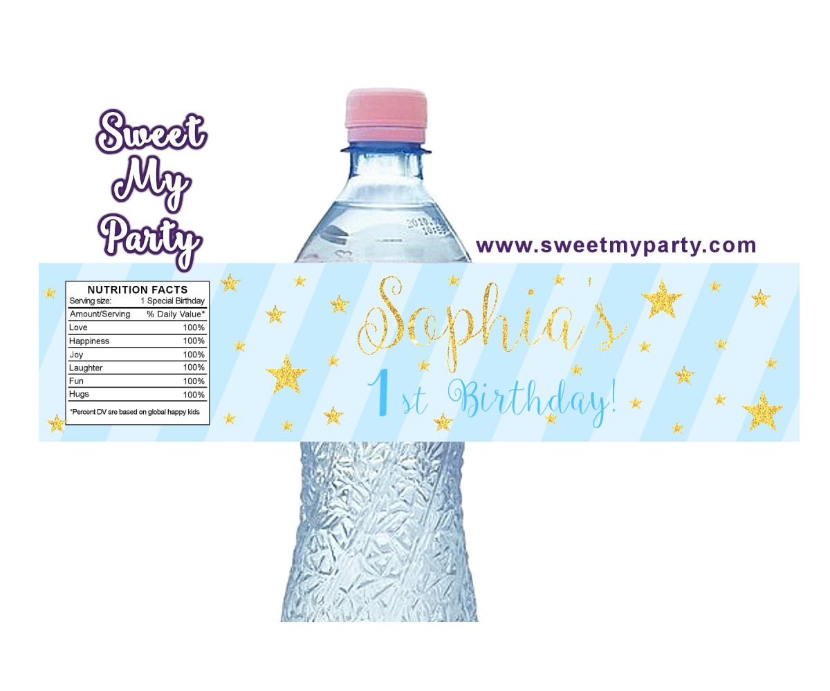 Twinkle Twinkle Little Star water bottle labels blue,(004c)